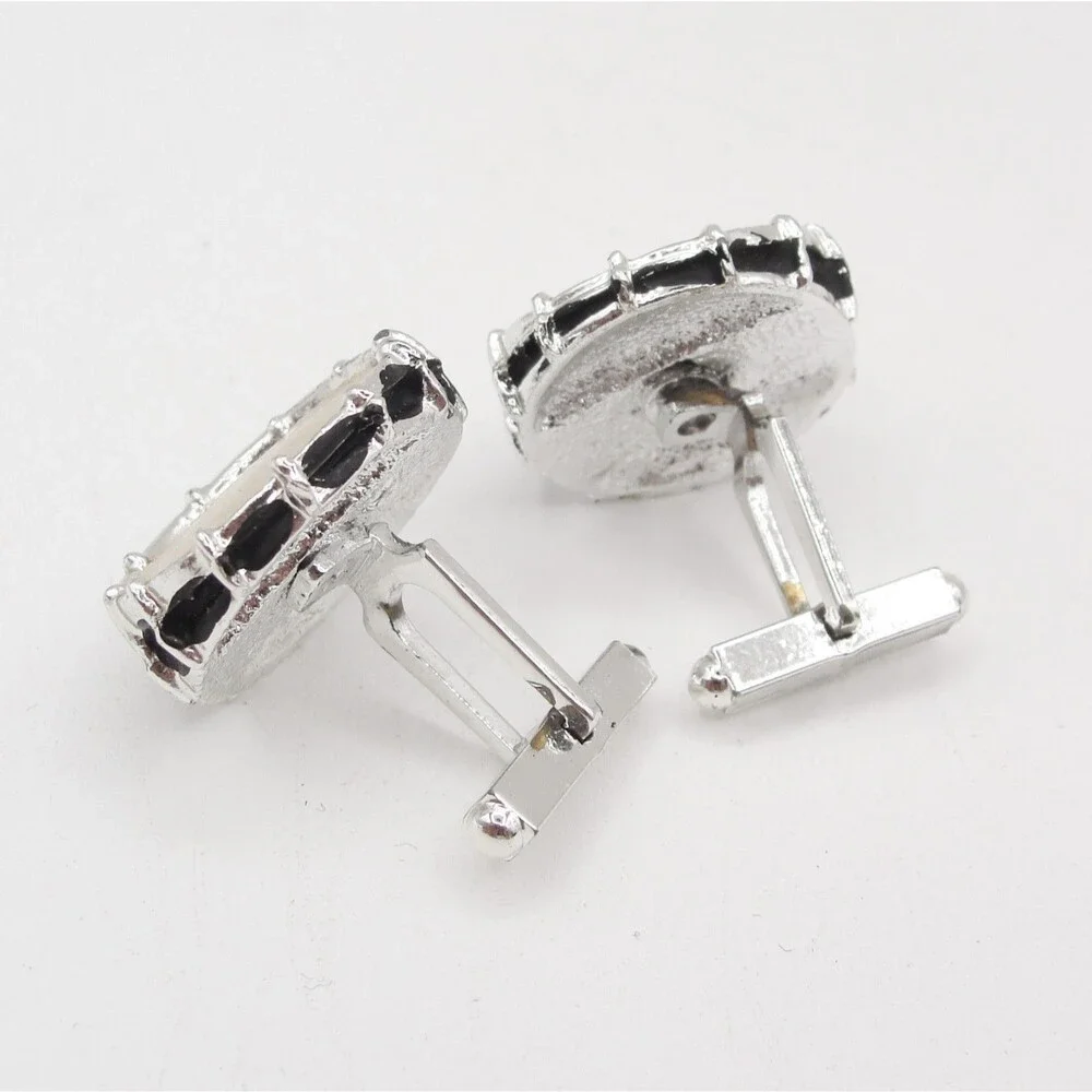 Vintage Snare Drum Cufflinks Jazz Rock Band Music Musician Mother of Pearl Black